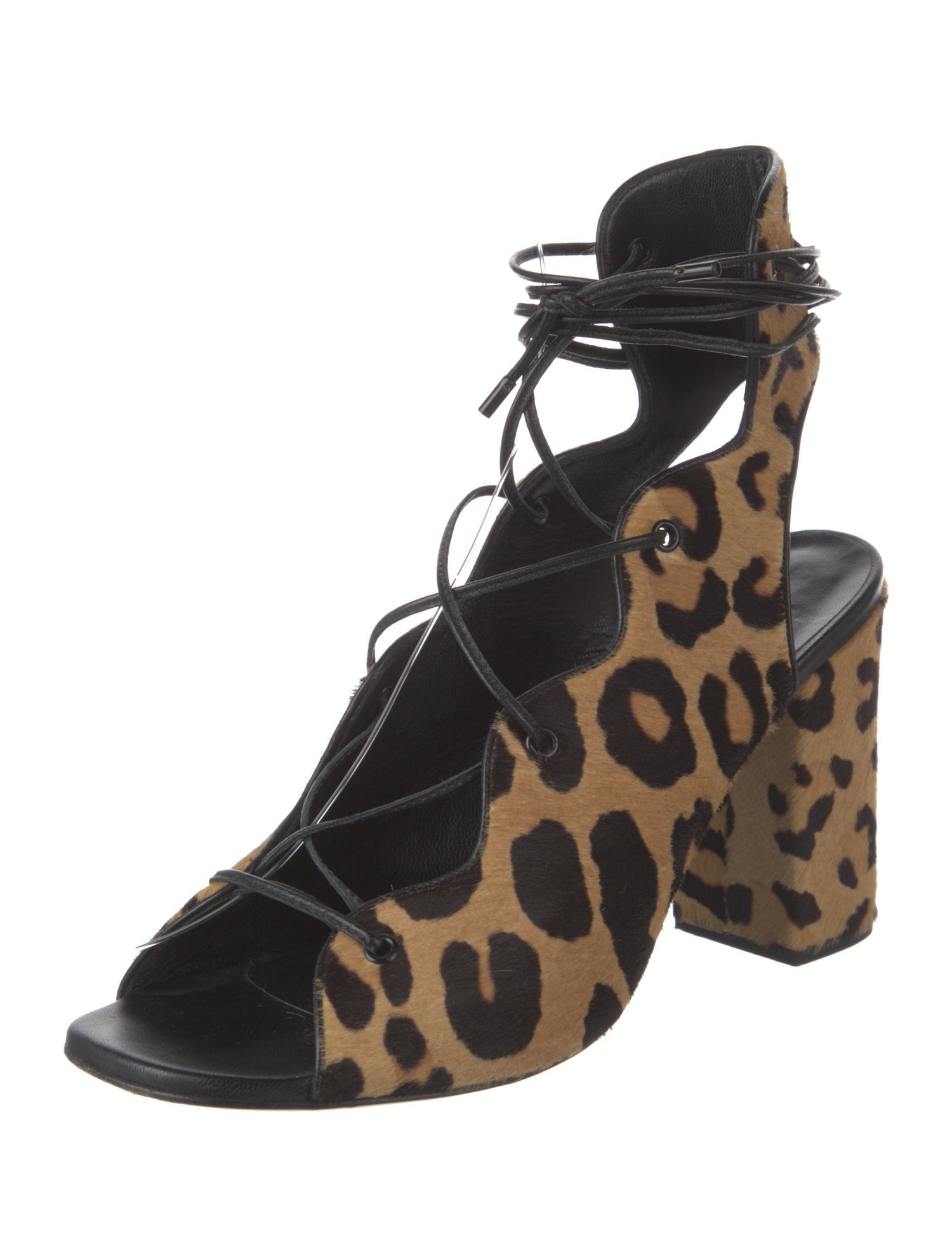 Saint Laurent Ponyhair Animal Print Gladiator Sandals